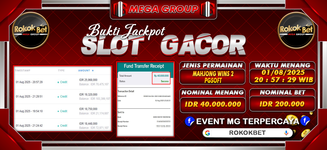 Bukti JP situs Rokokbet hari Sabtu, 02 Agustus 2025