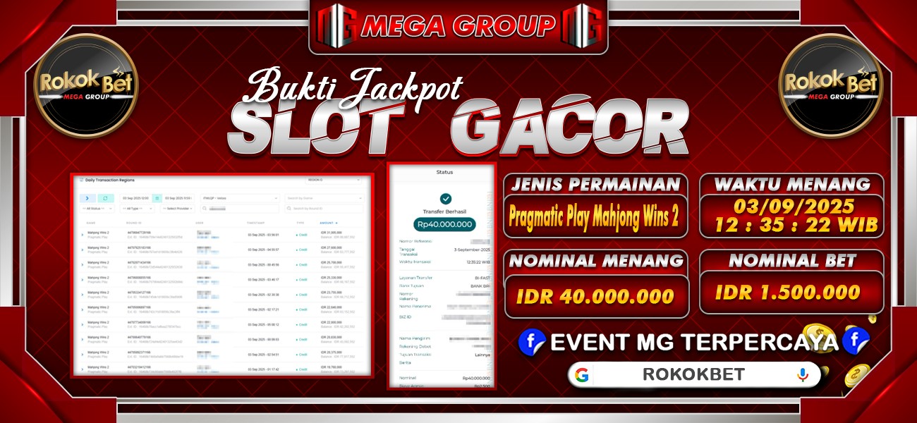 Bukti JP situs Rokokbet hari Rabu, 03 September 2025