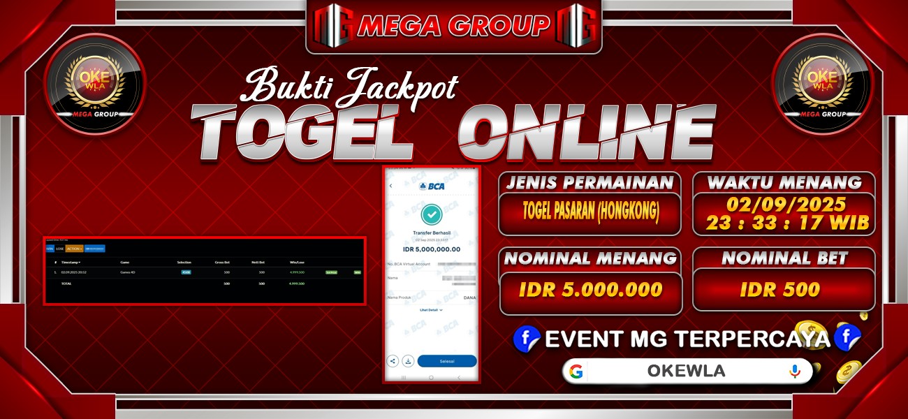 Bukti JP situs Okewla hari Selasa, 02 September 2025