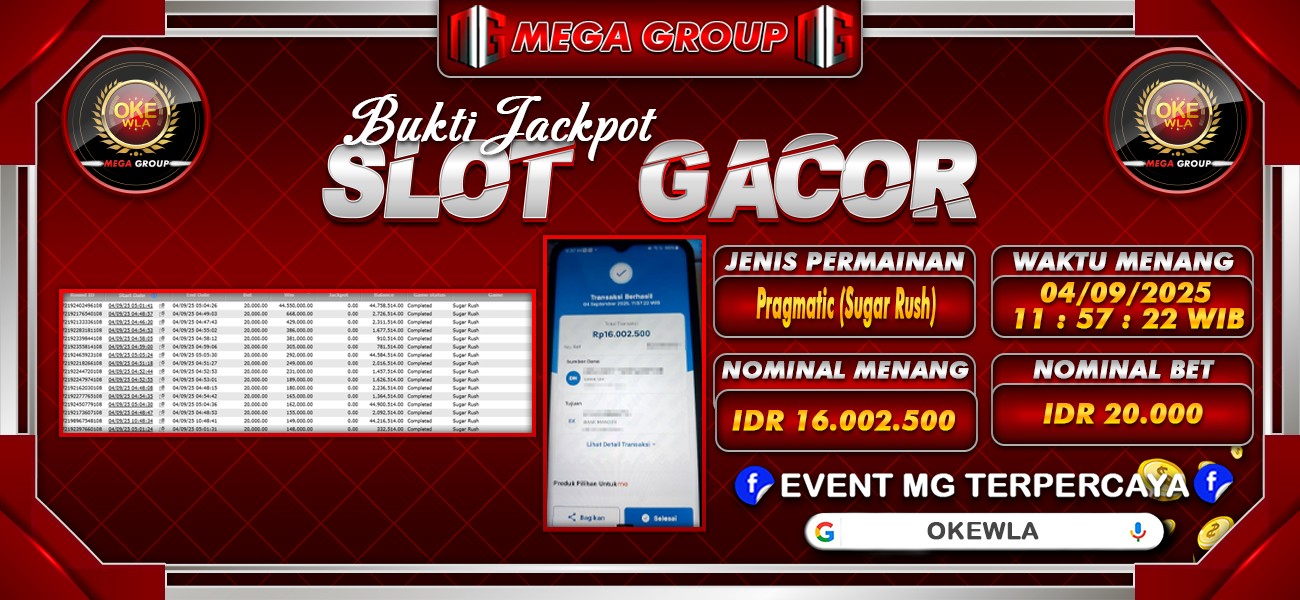Bukti JP situs Okewla hari Kamis, 04 September 2025