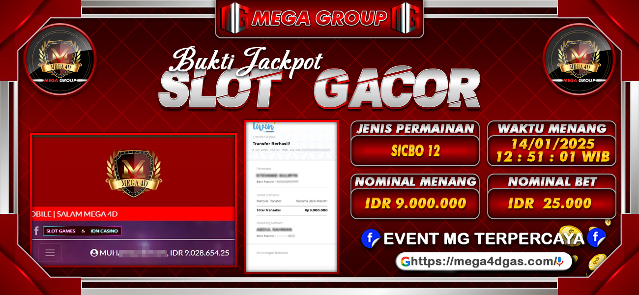 Bukti JP situs Mega4D hari Selasa, 14 Januari 2025