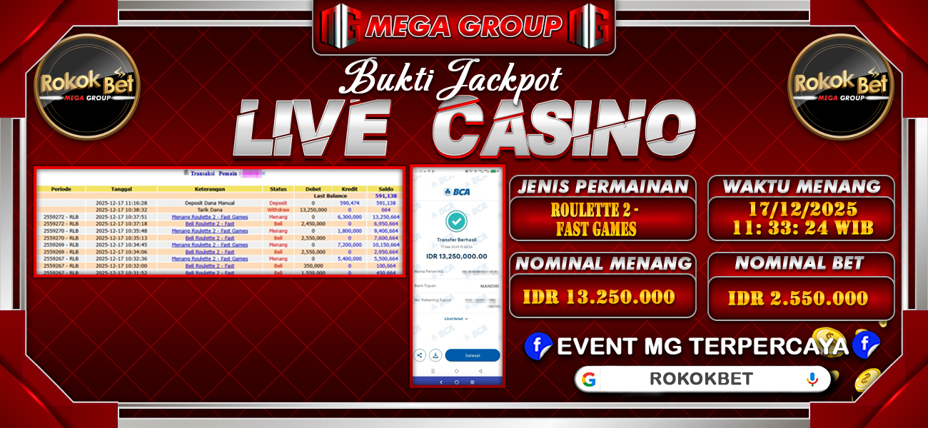 Bukti JP situs Rokokbet hari Rabu, 17 Desember 2025