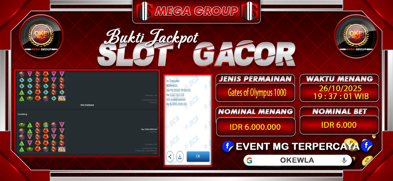 Bukti JP situs Okewla hari Minggu, 26 Oktober 2025