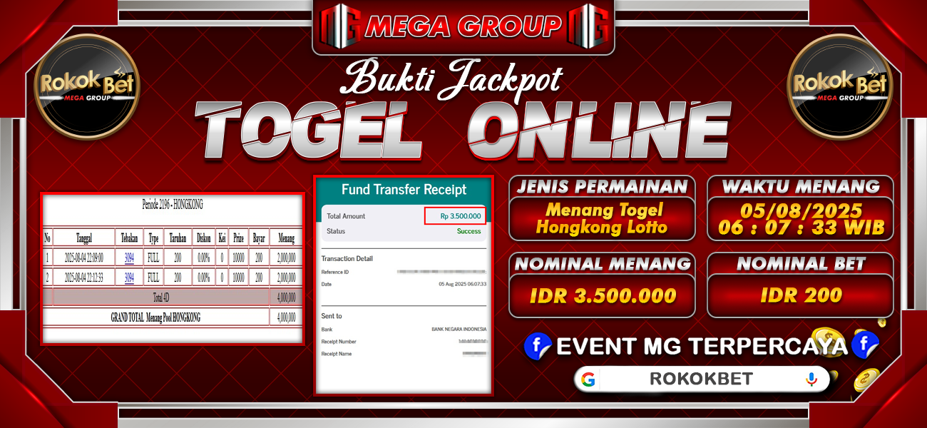 Bukti JP situs Rokokbet hari Selasa, 05 Agustus 2025