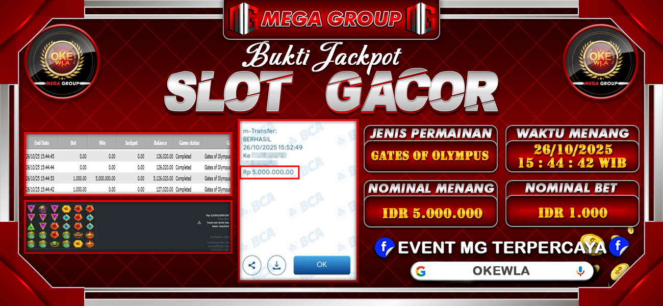 Bukti JP situs Okewla hari Minggu, 26 Oktober 2025