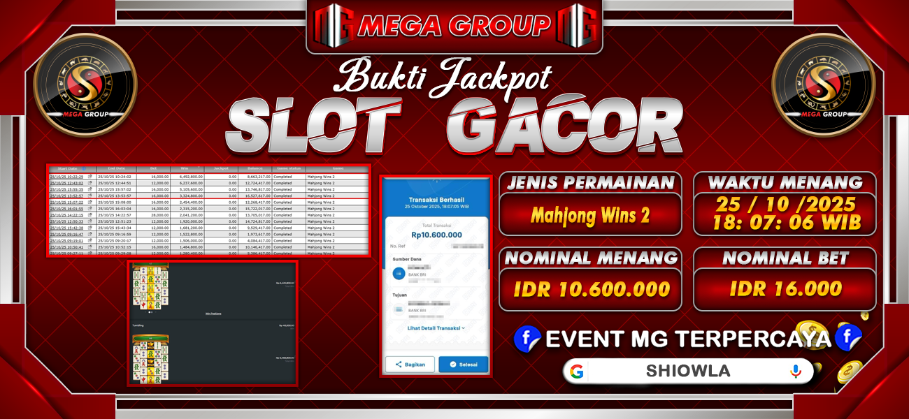 Bukti JP situs Shiowla hari Sabtu, 25 Oktober 2025