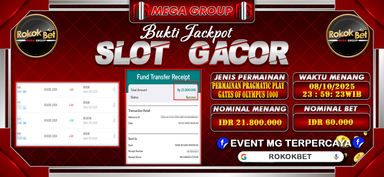 Bukti JP situs Rokokbet hari Kamis, 09 Oktober 2025