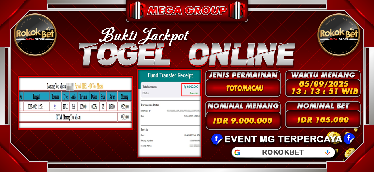 Bukti JP situs Rokokbet hari Jumat, 05 September 2025