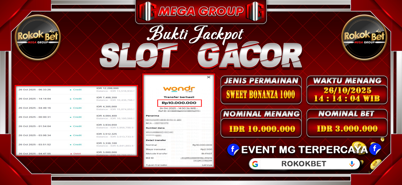 Bukti JP situs Rokokbet hari Minggu, 26 Oktober 2025