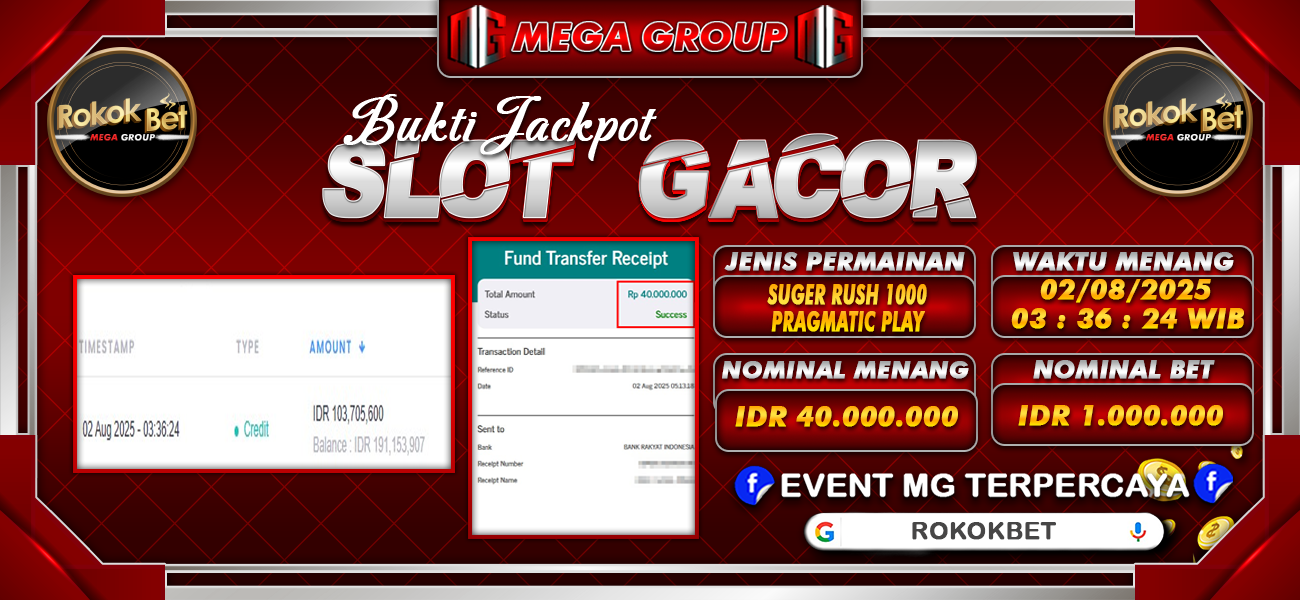 Bukti JP situs Rokokbet hari Sabtu, 02 Agustus 2025