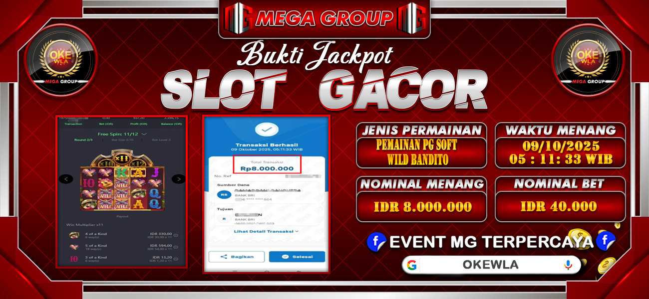 Bukti JP situs Okewla hari Kamis, 09 Oktober 2025