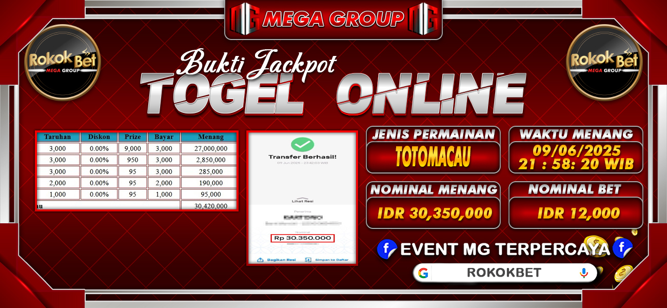 Bukti JP situs Rokokbet hari Selasa, 10 Juni 2025