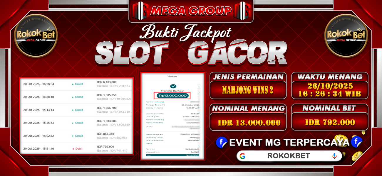 Bukti JP situs Rokokbet hari Minggu, 26 Oktober 2025
