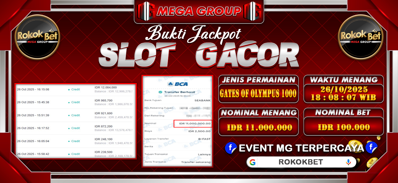 Bukti JP situs Rokokbet hari Minggu, 26 Oktober 2025