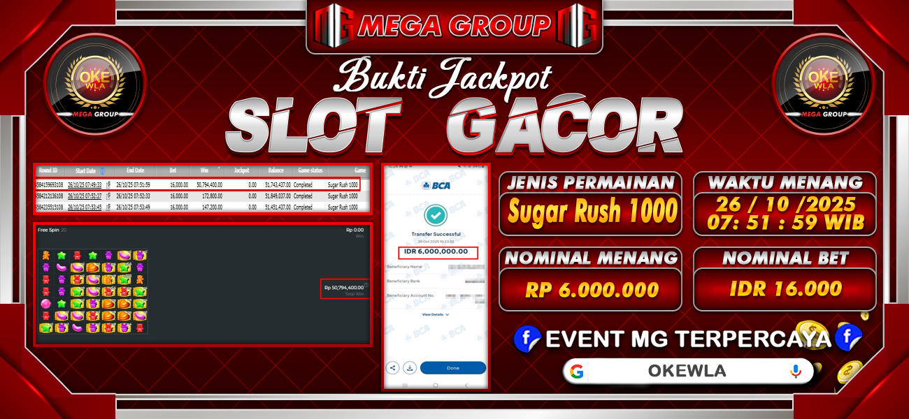 Bukti JP situs Okewla hari Minggu, 26 Oktober 2025