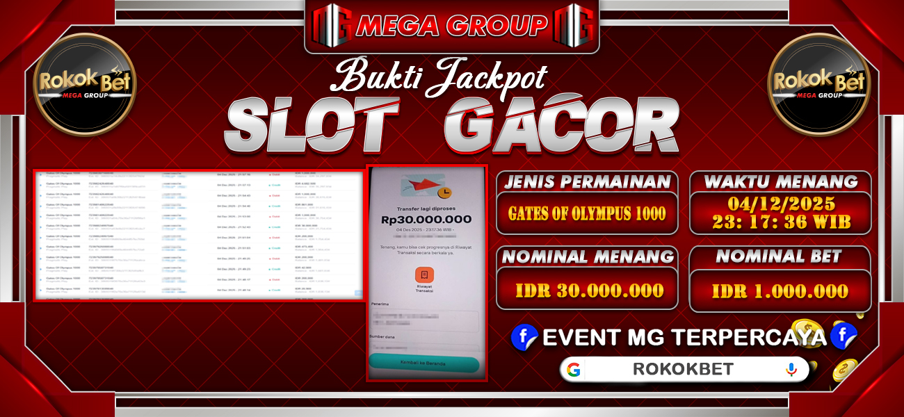 Bukti JP situs Rokokbet hari Kamis, 04 Desember 2025